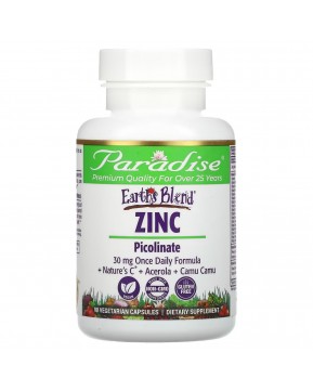 Paradise Herbs, Earth's Blend, цинк, пиколинат, 90 вегетарианских капсул Paradise Herbs, Earth's Blend, цинк, пиколинат, 90 вегетарианских капсул